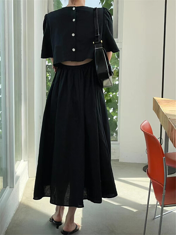 Live broadcast! [the nice] Korean back open waist button dress a6259 \hjy