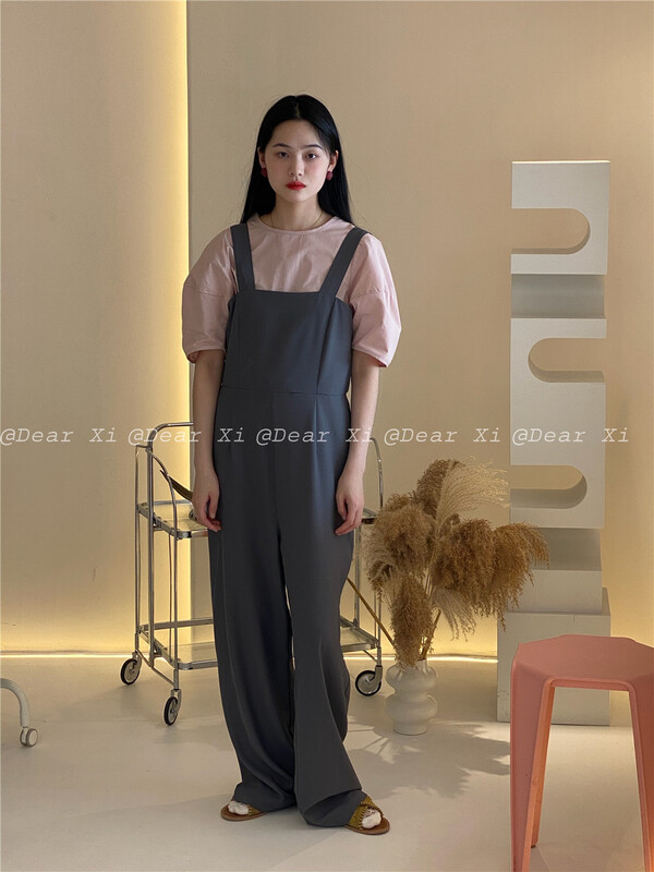 [far.xi] Korean style simple and slim suspender pants (excluding inner layer) ys1-6616\lsw