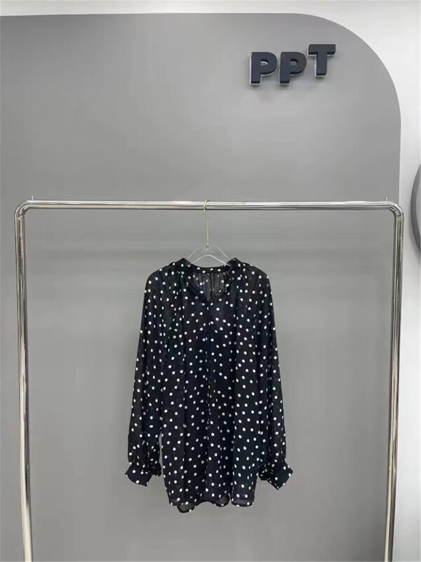 [ppt] Polka Dot button long sleeve shirt (with sling) 6692\l