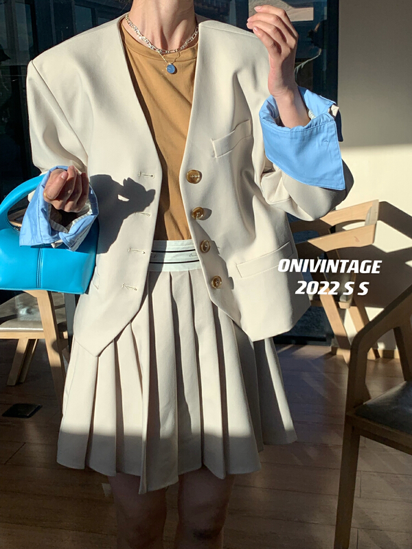 A new year in early spring! [onivinage oni] slim high waist letter pleated skirt ol222d4350\zxl