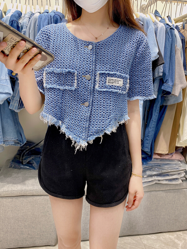 [Dandan] fashionable single breasted loose denim jacket 9531# LSW