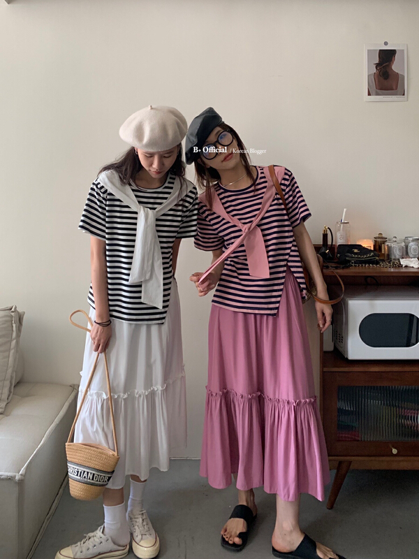 [B plus] Korean elastic waist versatile skirt 22-9529-2\hbx