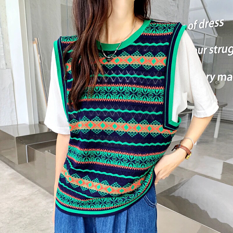 [S.J] round neck fake two piece Pullover Sweater 6953\lsw