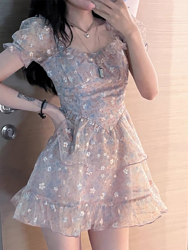 [Huaxi] lady sweet flower waist dress 9180\pcz