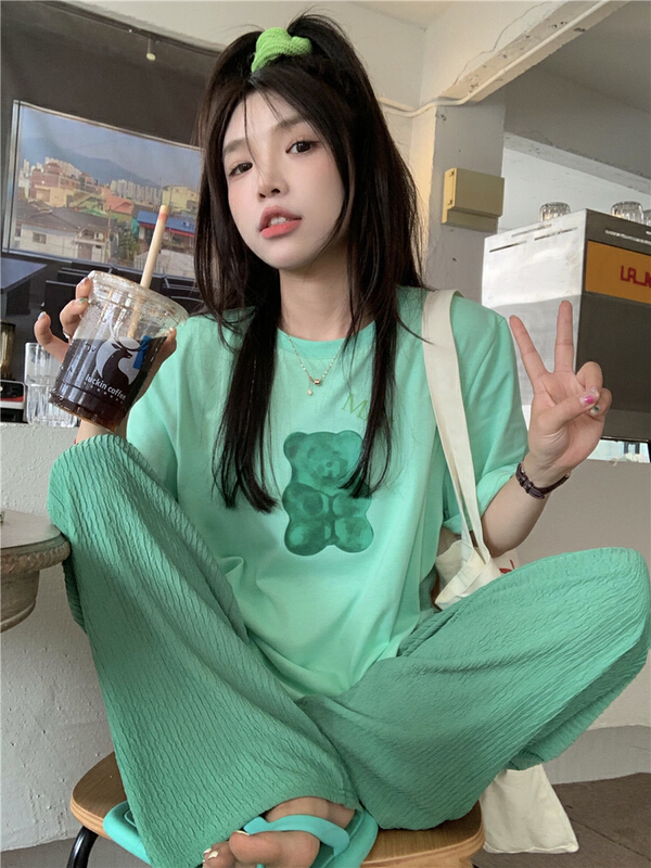 In early summer! [LML] loose and versatile Cute short sleeve T-shirt 8498\ozq