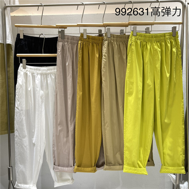 [twenty printed wood] elastic waist Harlan high elastic slim casual pants 992631\l