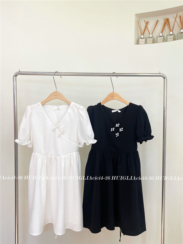[huiglia clcl] Korean V-neck buckle dress ys3-8855\zjy