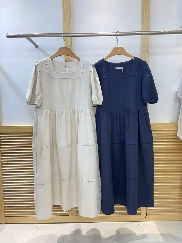 [xhm] Korean style square neck bubble sleeve temperament dress ys1-2088\zjy
