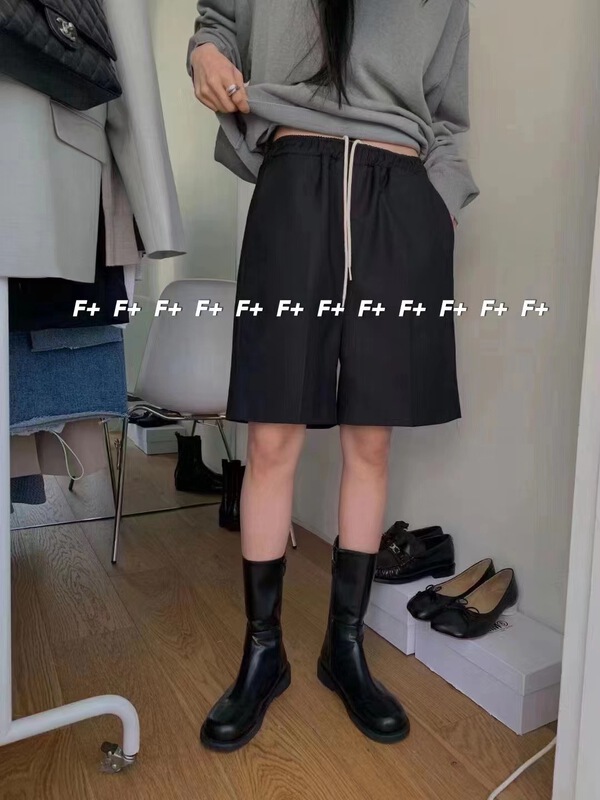 【F】 Korean comfortable drawstring elastic waist casual shorts 1365\hbx