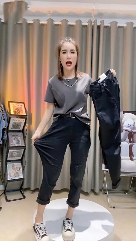 [AI x2 denim] fashion versatile jeans with holes (with belt) 6886\hjy