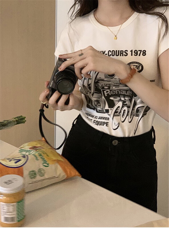 [miss sumey millet] casual personalized pattern printed short sleeve T-shirt 2454\hbx