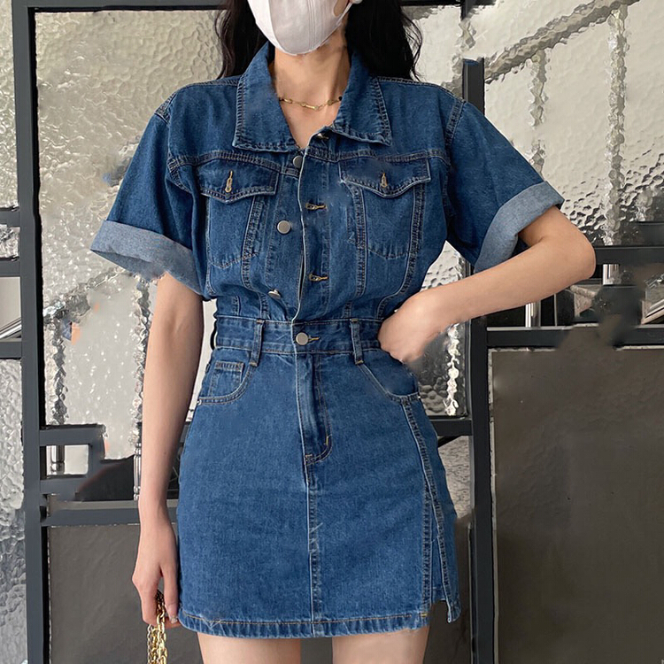 [Kiki studio] small man Western wash soft denim dress (only dress) 6059\hjy