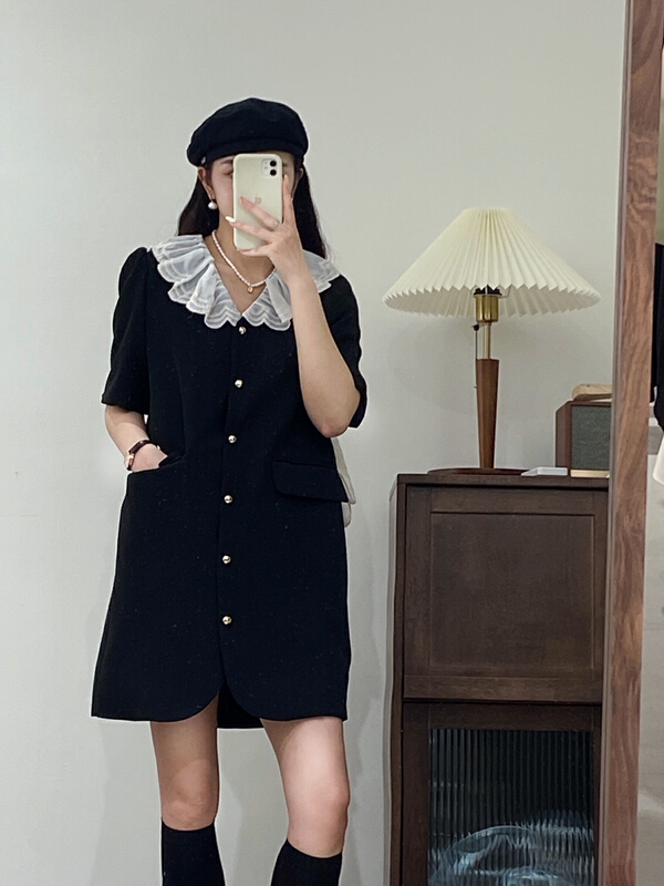 [chocolate] Korean version baby neck loose straight dress 20018\l
