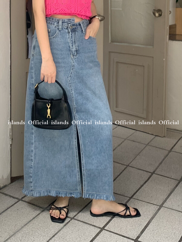 [islands. Island] high waist and thin raw denim skirt 6096\l