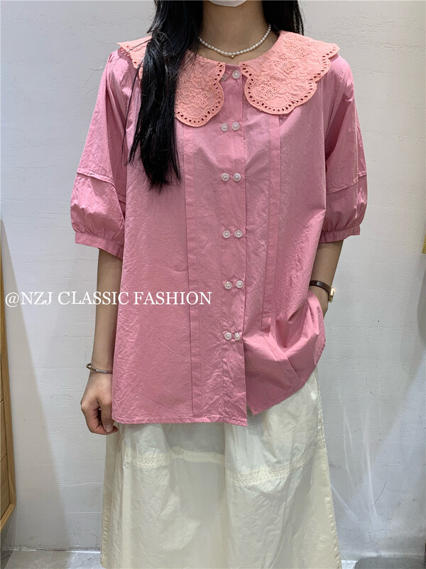 【 NZJ 】 lace collar fresh shirt 820125\l