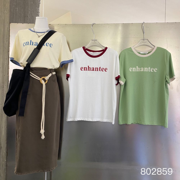 In early summer! [June] Korean round neck letter contrast short sleeve T-shirt 802859\xyy
