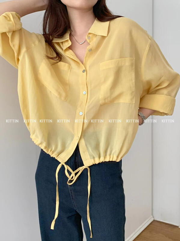 [Kittin] Korean Tencel double pocket sunscreen shirt 8570\xyy