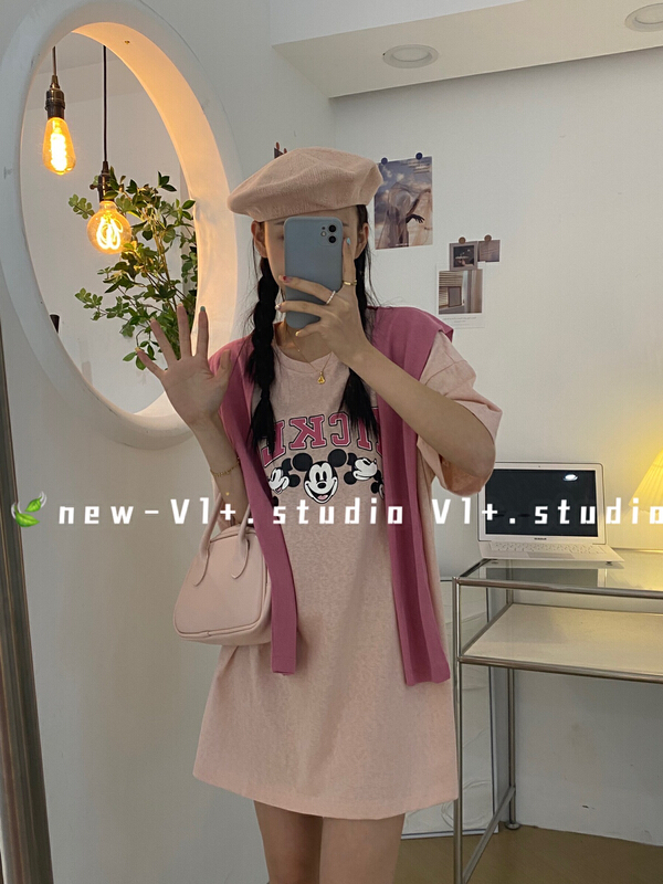 [vi+] letter printed short sleeve T-shirt + Fashion niche shawl set 32106\lsw