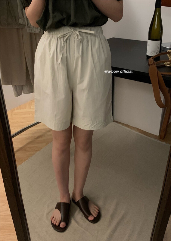 [a-bow studio] elastic waist solid color versatile casual shorts 16128\zjy