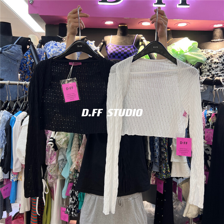 [d.ffstudio] long sleeve versatile solid color knitted cardigan ys1-1107\wtt