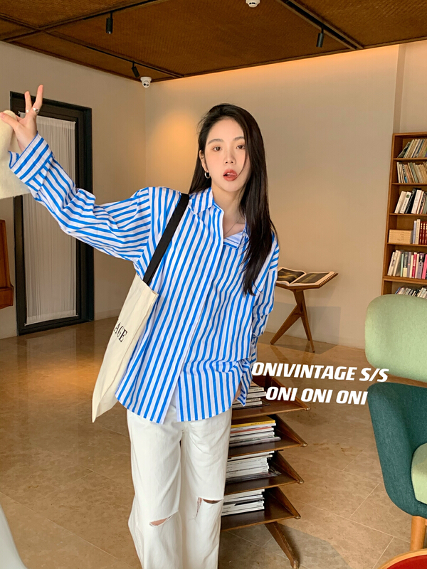 New year in early spring! [C oni] stripe versatile fashion shirt oh22s4632\zxl