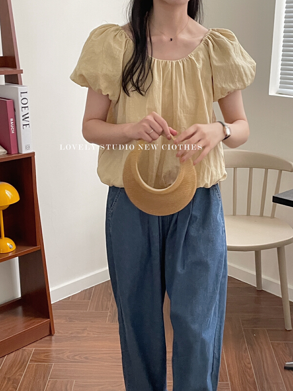 【 love 】 round neck versatile loose shirt s1591\hbx