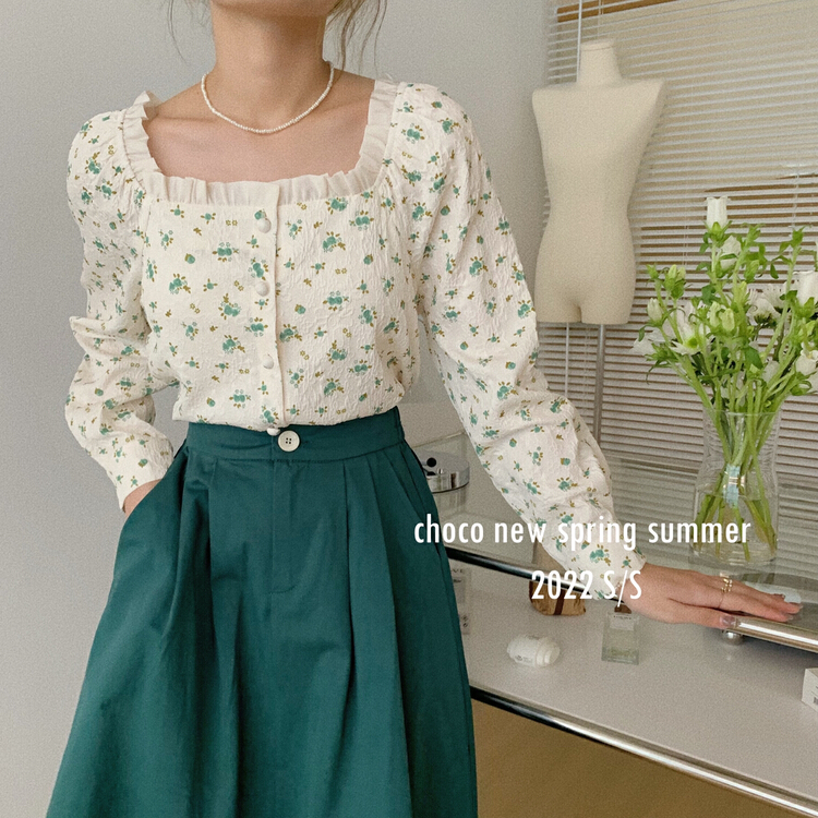 Original price 53.01! A new year in early spring! [choco] sweet Lace Floral blouse (only selling blouses) 8136\hbx