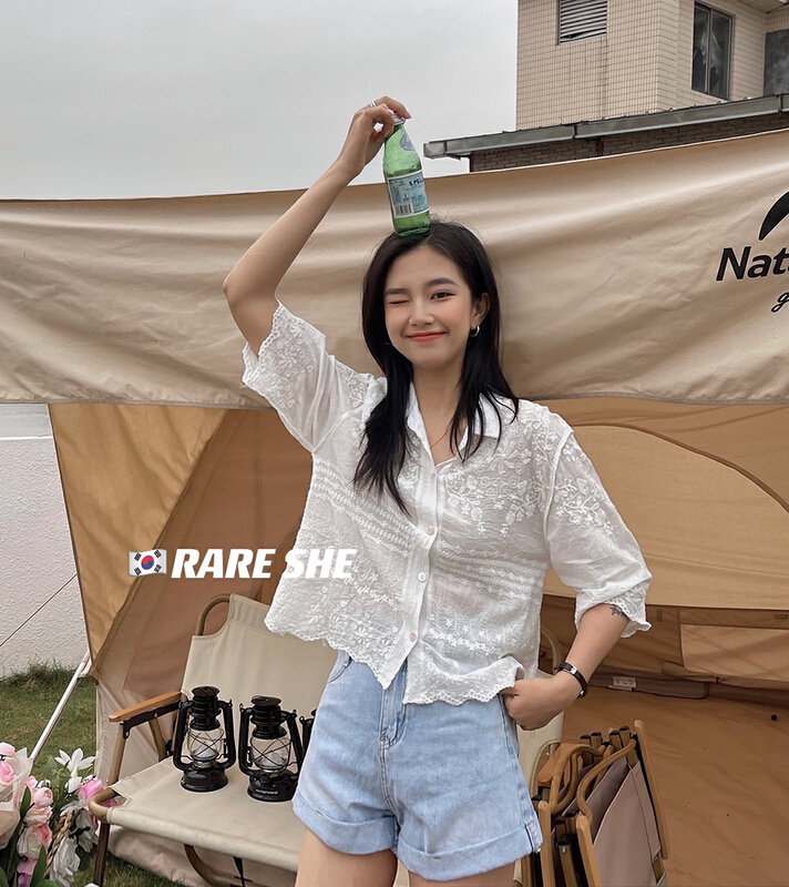 [rare she] Korean button up embroidered shirt 5205\lsw