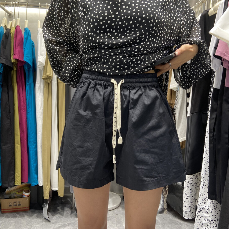 [akxk] elastic color blocking drawstring casual shorts 2612\l