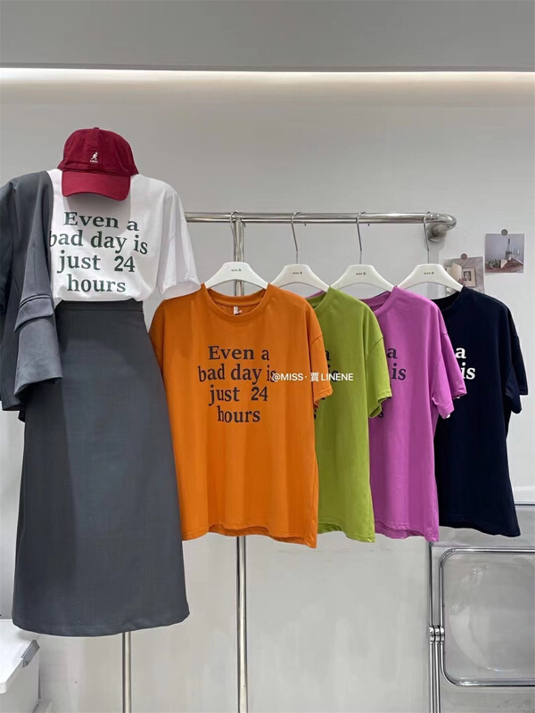 Original price 39.48! In early summer! [Miss Jia] Korean round neck letter short sleeve T-shirt 6627\xyy