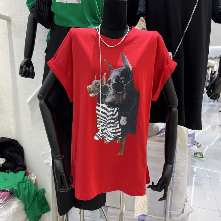 [DL] printed Pullover Korean Short Sleeve T-shirt 8637\wtt