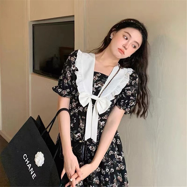 [clothing] lace bow floral dress 919\pcz