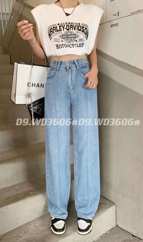 [x2 square] Korean casual high waist straight jeans 3606\ll