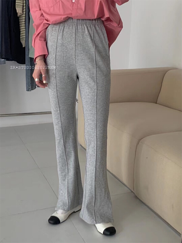 New year in early spring! [Zr] side opening micro horn solid casual pants 6007\xyy