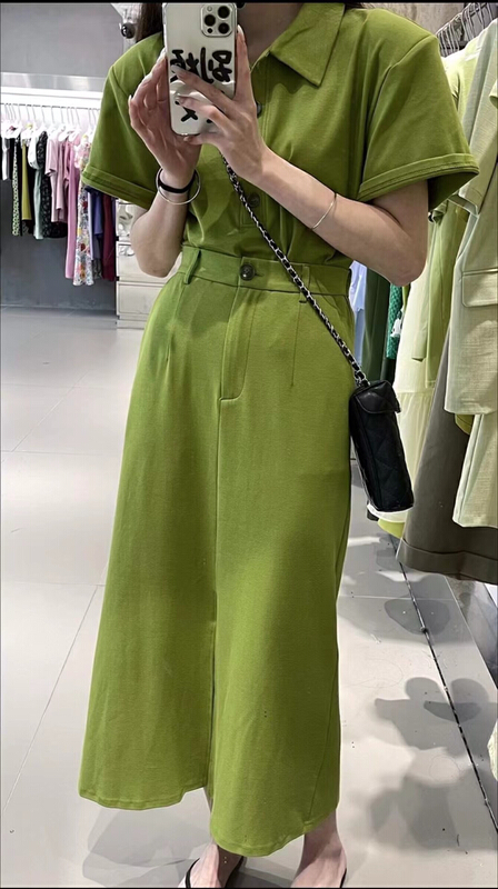[MI] Korean Polo neck short sleeve T-shirt + Split skirt suit 9712\pcz