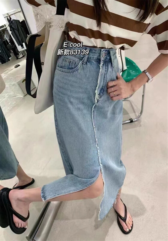[jeans] Korean split high waist lady skirt 83139\hjy