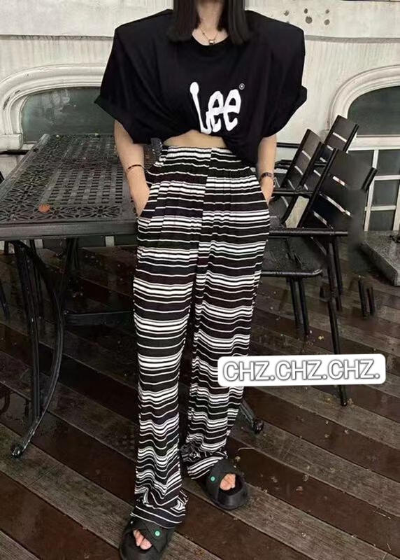 [c.h.z] niche design contrast striped wide leg casual pants 91000\wtt