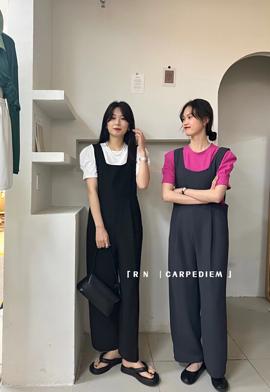 In early summer! [RN] Korean minority retro square neck Jumpsuit 80693\ll