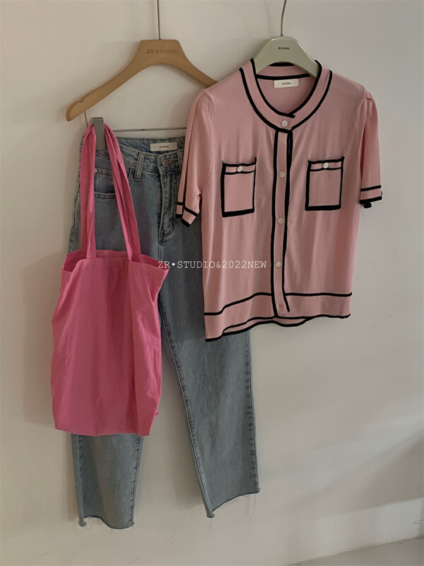 In early summer! [Zr] Korean round neck color matching shirt 7002\xyy