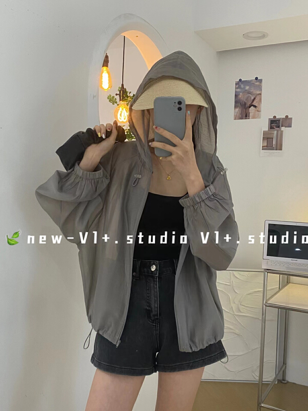 [vi+] loose, simple and versatile hooded sunscreen shirt (excluding matching) 2633\lsw