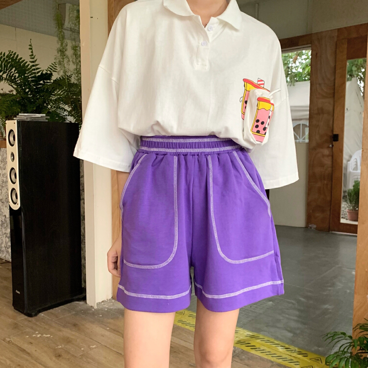 [ycnana] elastic waist and thin western style casual shorts 98102\lsw