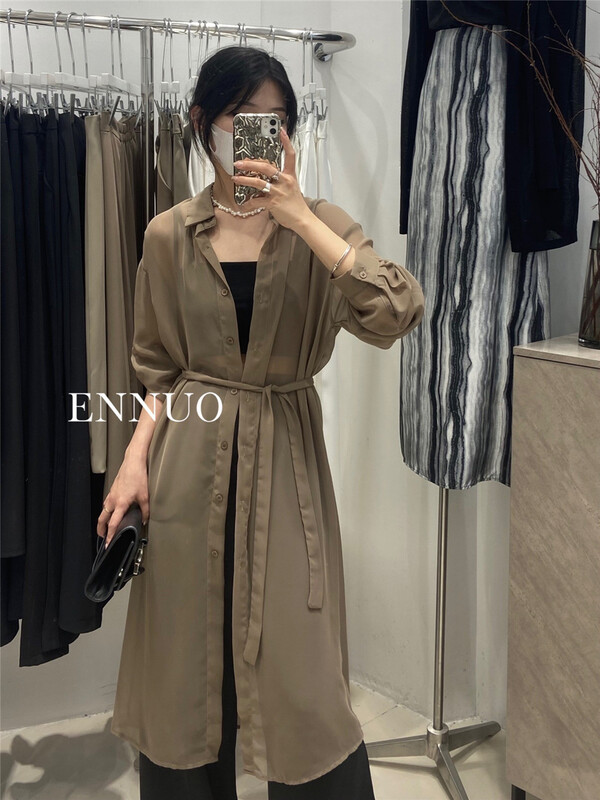 [ennuo] big brand simple and comfortable sunscreen shirt (with belt) 1393\l