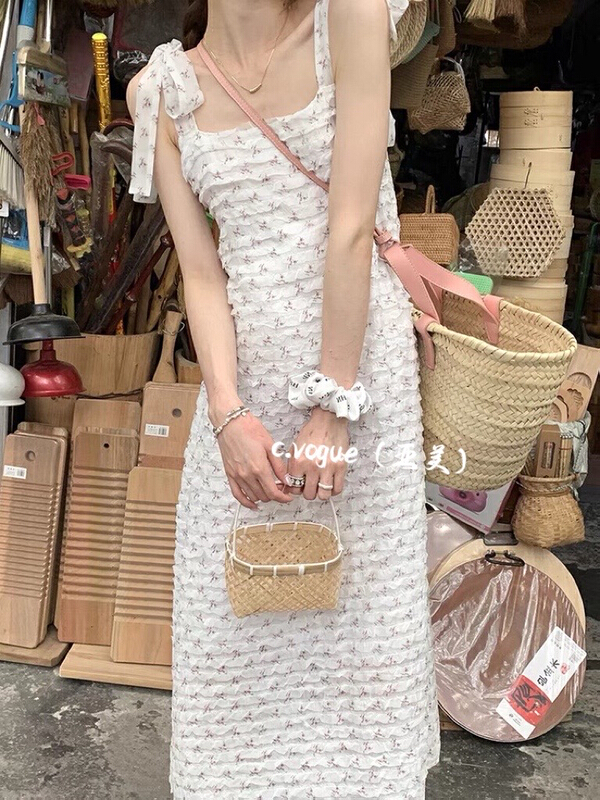 [c.vogue] Korean gentle heavy industry floral mesh cake suspender dress 3836\pcz