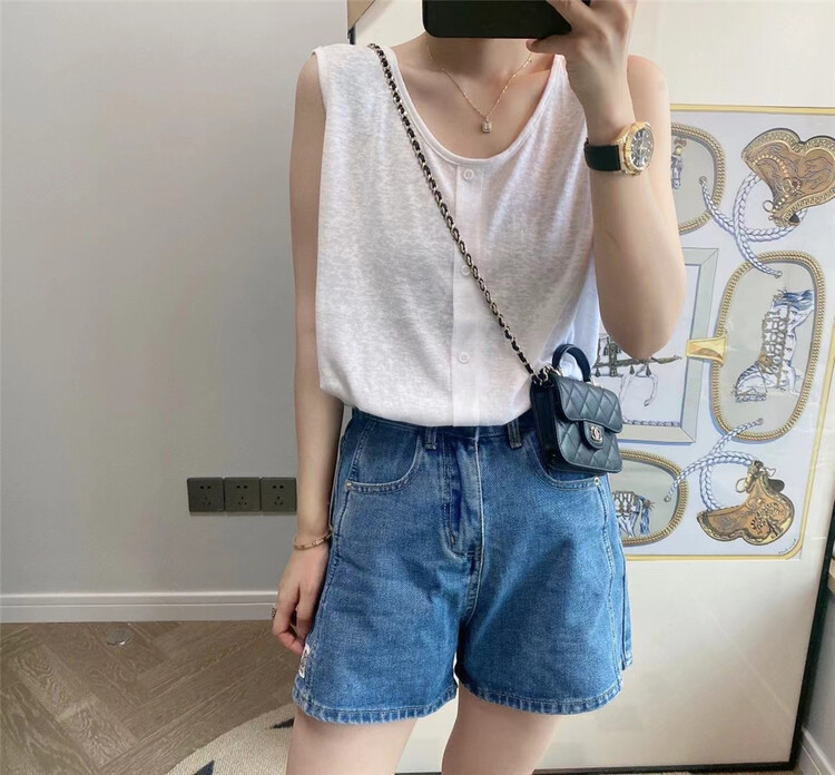 [self] simple and versatile solid color foreign style vest / sling 7185\lsl
