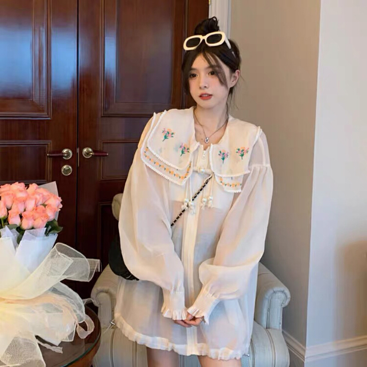 [jun.t] Korean Embroidered Baby collar sunscreen shirt 6218\pcz