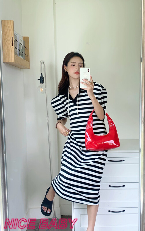 [nice baby] stripe short sleeve Korean dress 8935\wtt