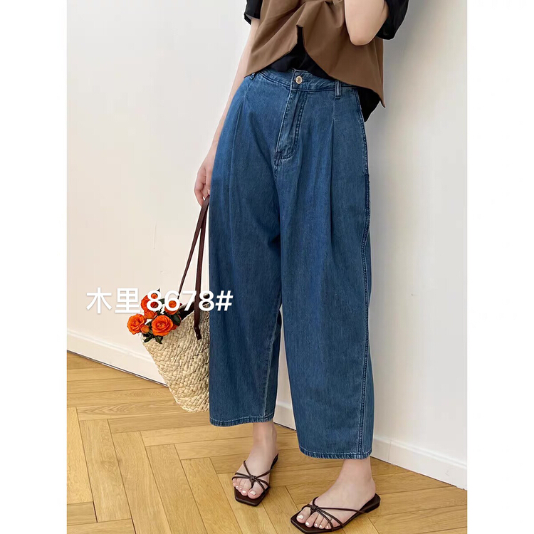 [jiajiatmmt Muli] thin soft wide leg loose cropped jeans 8678\l
