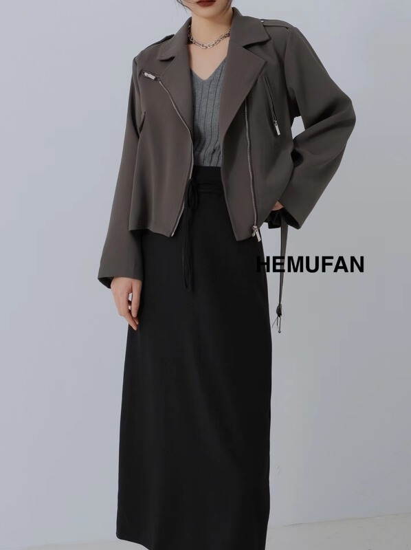 New year in early spring! [hemufan hemufan] classic leather garment of zipper Designer (with belt) 2835\l