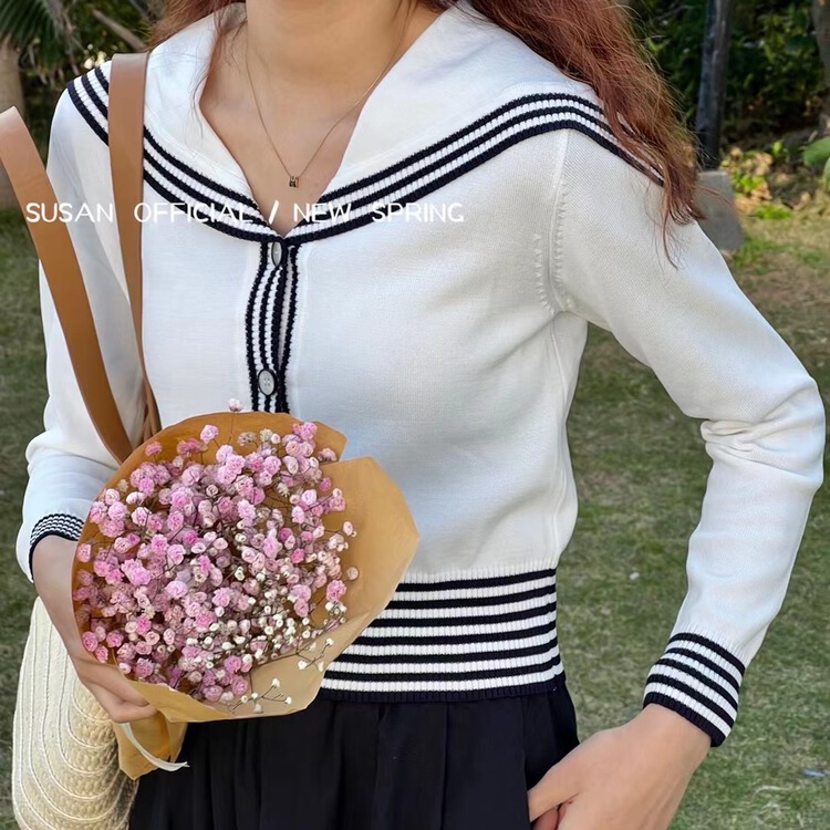 New year in early spring! [Susan] Korean fashion striped baby collar sweater ys1-7915\lsw