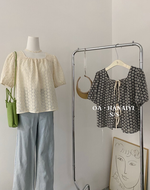 [OA] French retro one shoulder Embroidery Shirt 1285\xyy